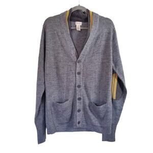 NEVADA Wool Blend Slouchy Grandpa Cardigan Sweater Elbow Patch, Men's Small